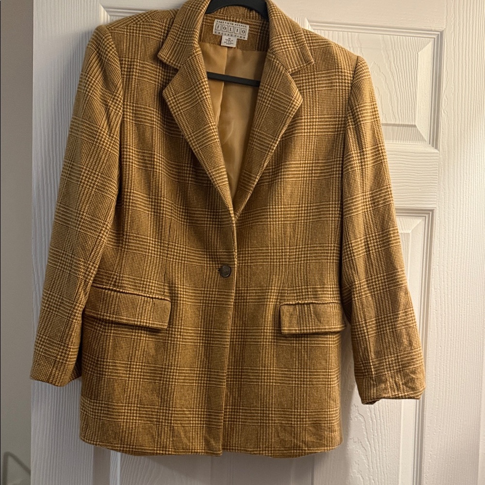 Saks Fifth Avenue Folio Vintage Cashmere Plaid Blazer Made in USA Size 10